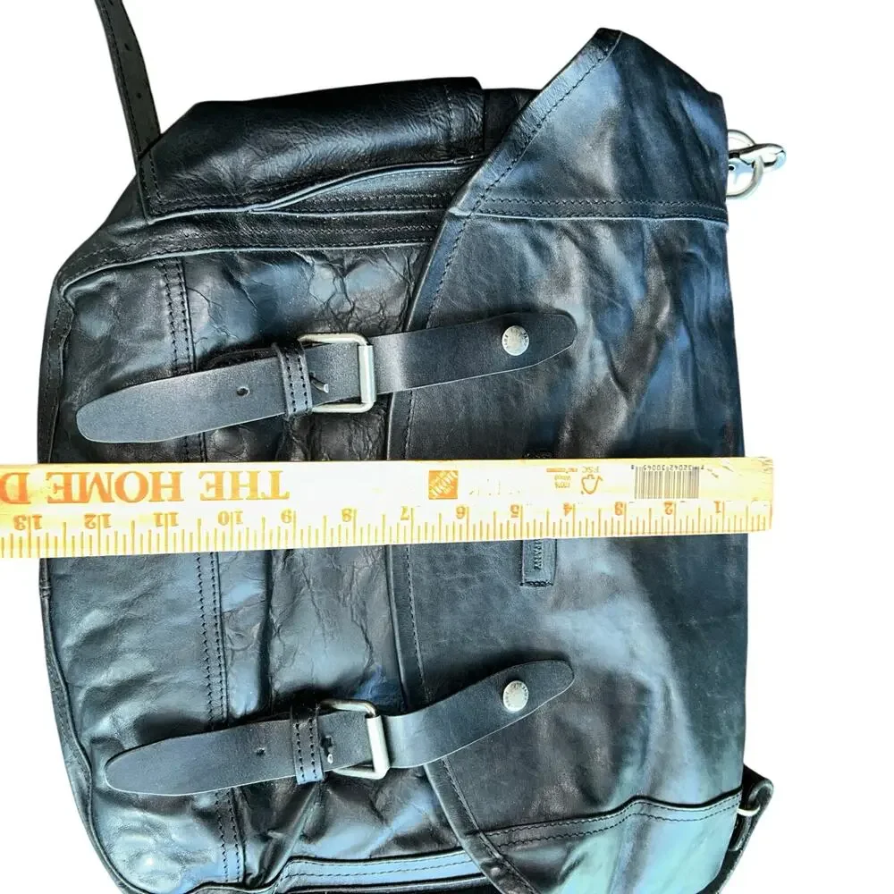 New Frye black leather messenger bag